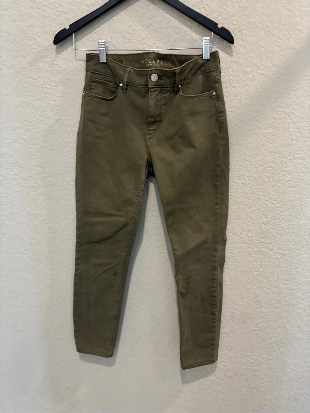 High-Rise Skinny Jeans in Olive size 0